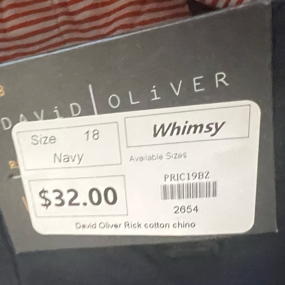 David Oliver Boys Size 18 Slim Navy Blue Rick Chino Pants Cotton Brand New - Picture 7 of 9